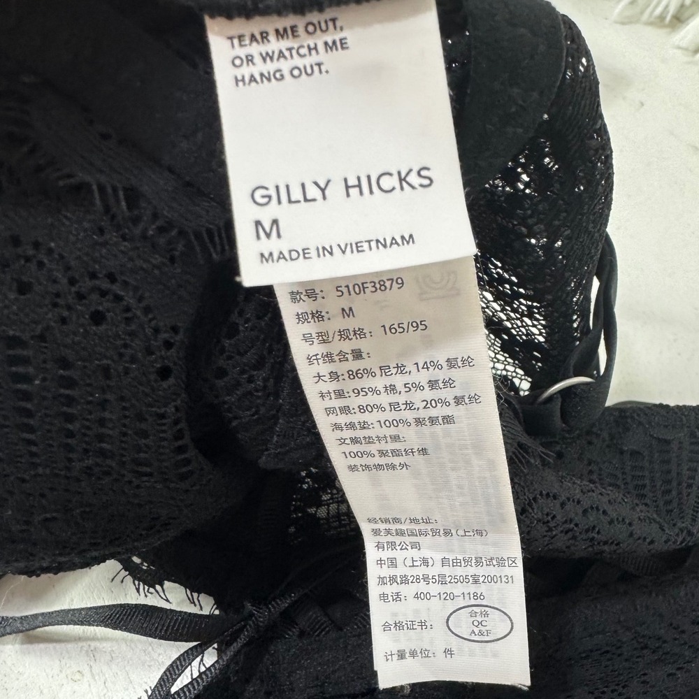 Gilly Hicks Black Lace Longline Bralette Bustier Size Medium - Picture 6 of 7